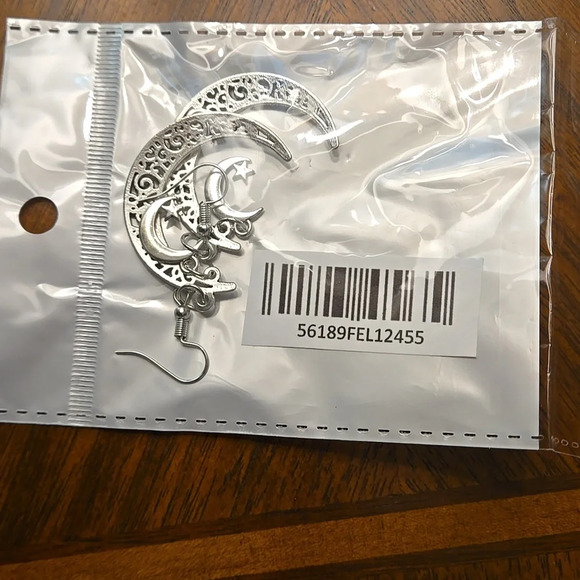 Star Moon Alloy Earrings - Silver-tone - Picture 7 of 7